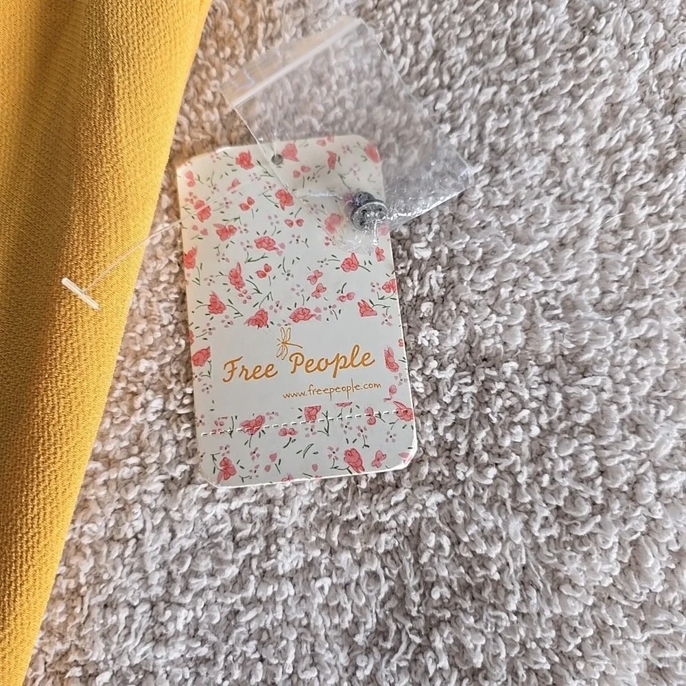 Free People Some Like It Hot Dress In Sun‎ Yellow SIZE L Flowy Slit Sleeves NWT